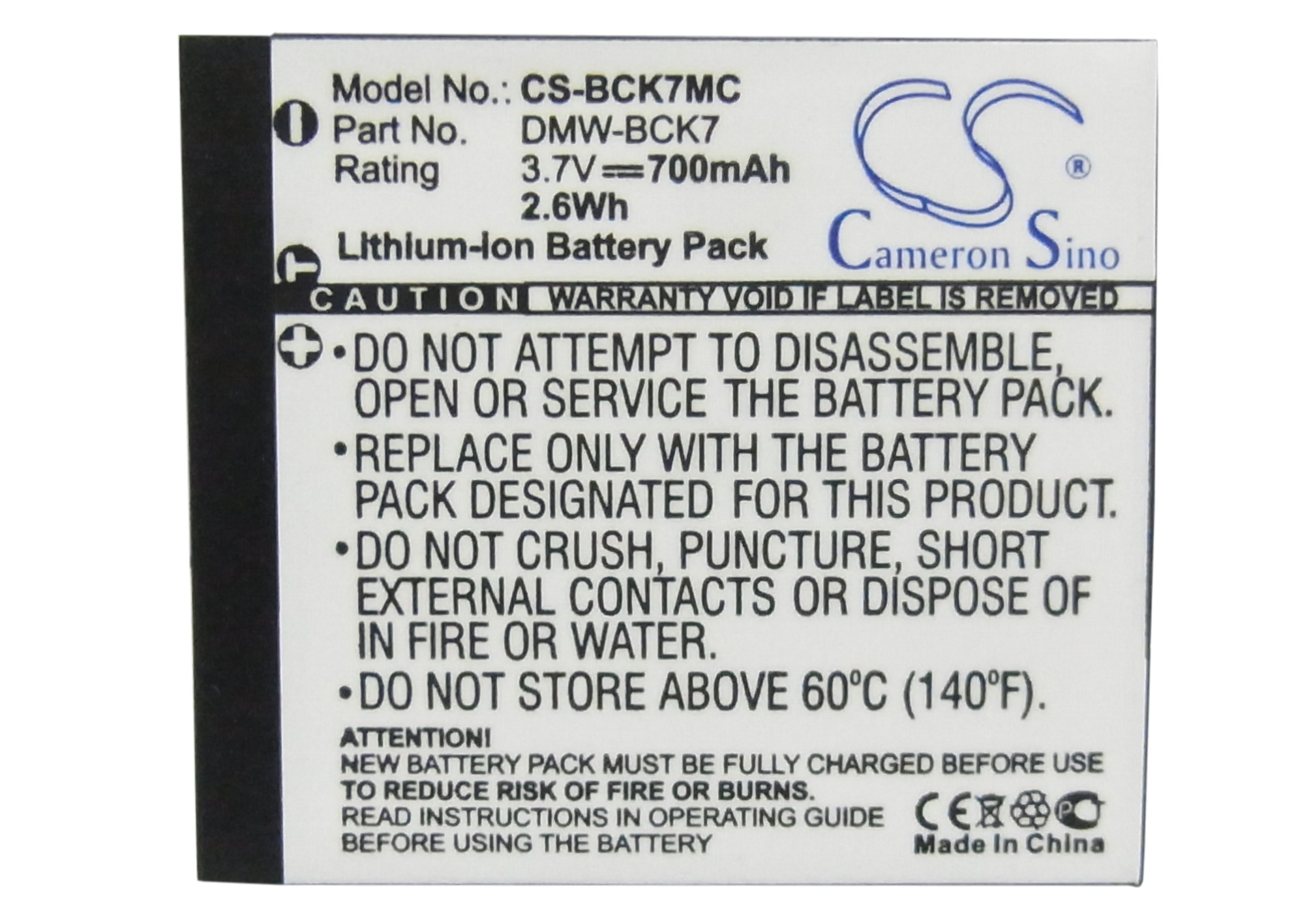 Batteria per Panasonic Lumix DMC-FS4EG DMC-FS4EP DMC-FS4GC 1000mAh 3,7V