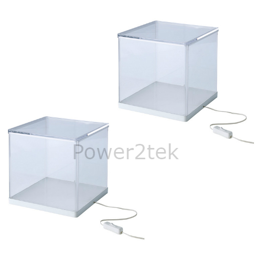 2 x IKEA SYNAS Clear Model Showcase LED Light Display Box Show Case New
